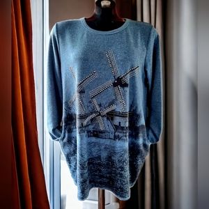 3/$40 Sale! Yibeiyou Rhinestone Windmill Heavy Cotton Top